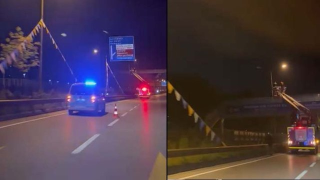 AKP’nin bayraklarını itfaiye astı, polis korudu