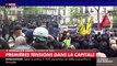 1er Mai : Regardez les images des violents affrontements qui se déroulent à Paris depuis le départ de la manifestations avec des centaines d'homme en noir qui s'en prennent aux forces de l'ordre