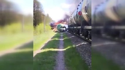 Rusya sınırında patlama, tren raydan çıktı