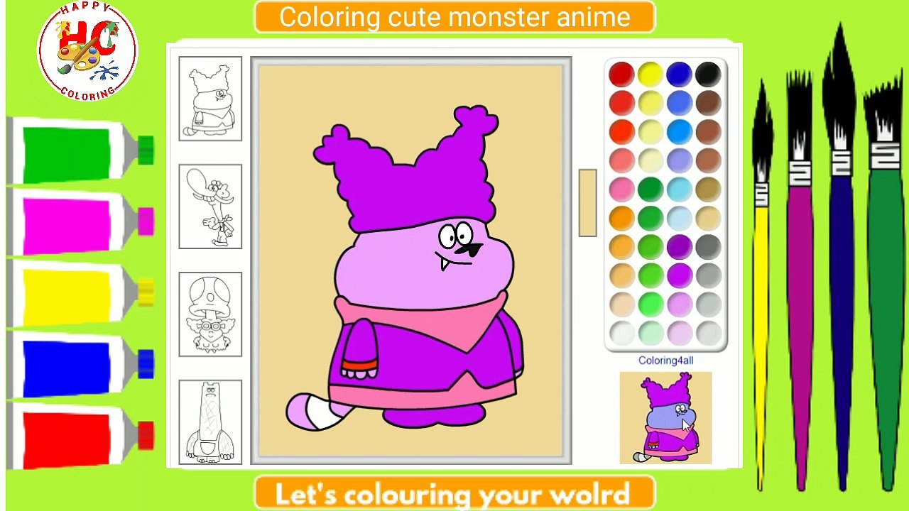 Coloring cute monster anime