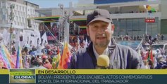 Bolivianos acuden a gran marcha por el Día Internacional del Trabajador