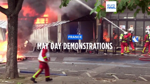 Teargas used on protestors in some French cities as violence flares at May Day marches