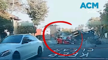 Rare Ferrari crashes into and upends pickup truck on Melbourne street