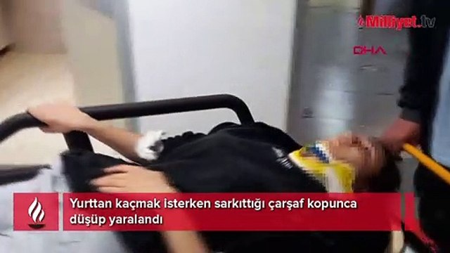 Yurttan kaçmak istedi! Çarşaf kopunca genç kız ölümden döndü