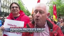 Hundreds of thousands take to French streets to protest pension plan