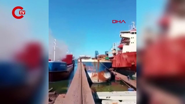 Tuzla'da tersanede gemi yangını