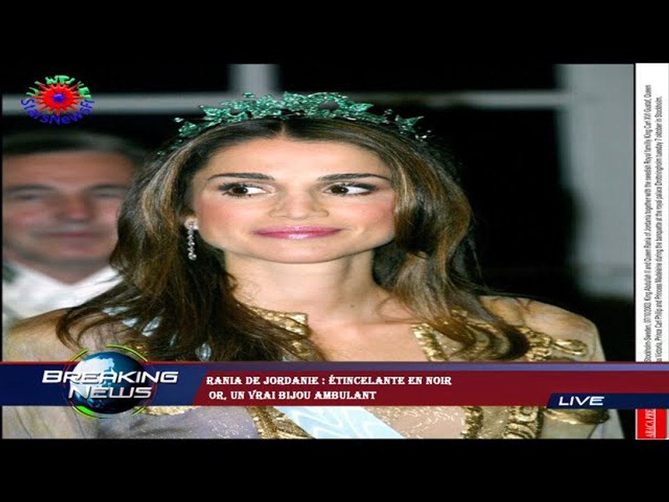 Rania de Jordanie : Étincelante en noir  or, un vrai bijou ambulant