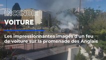 Les impressionnantes images d'un feu de voiture sur la promenade des Anglais à Nice