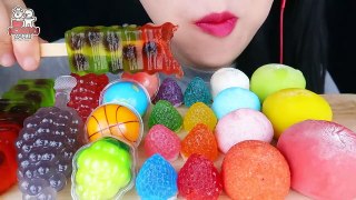 ASMR RAINBOW STRAWBERRY KOHAKUTO, WATERMELON ICE CREAM JELLY, GUMMY MARSHMALLOW  MUKBANG