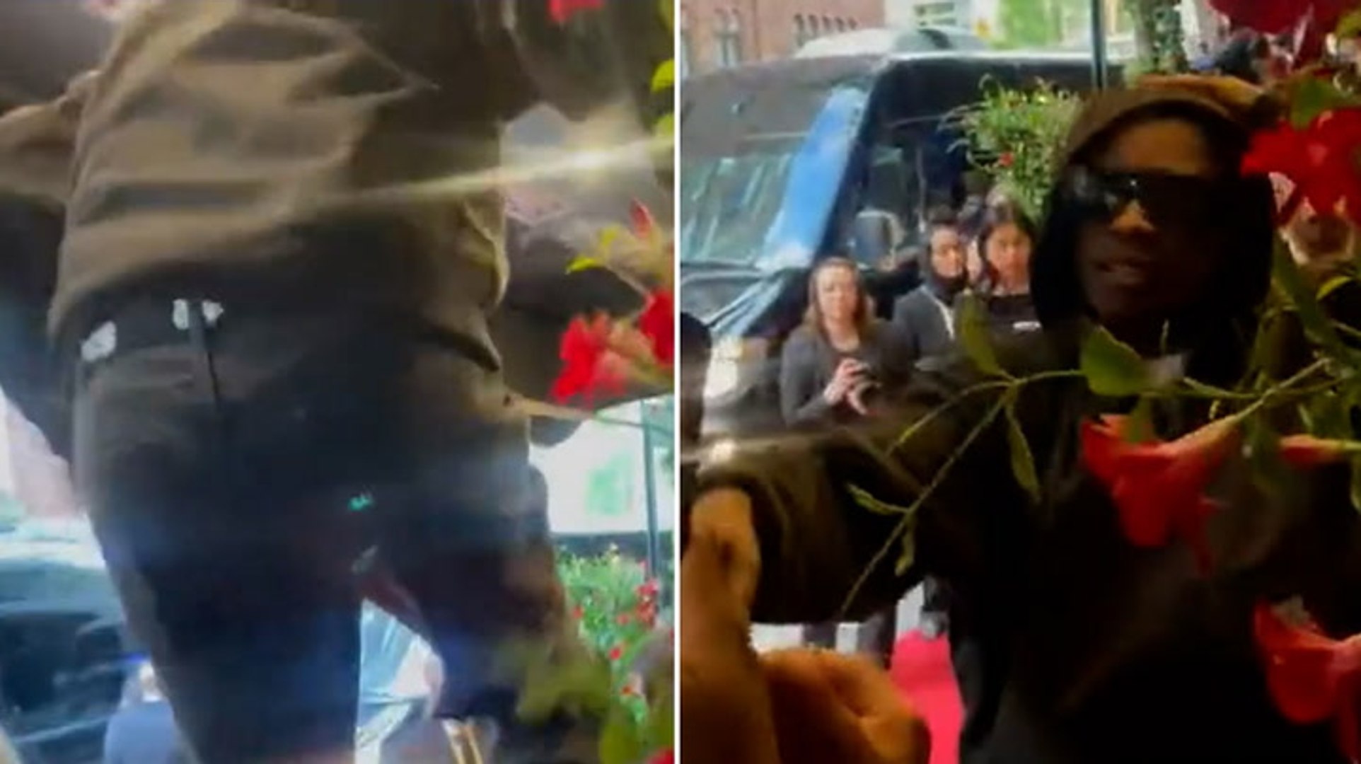 A$AP Rocky jumps over fence using fan's face as 'springboard' to get into  hotel before Met Gala and her look says it all