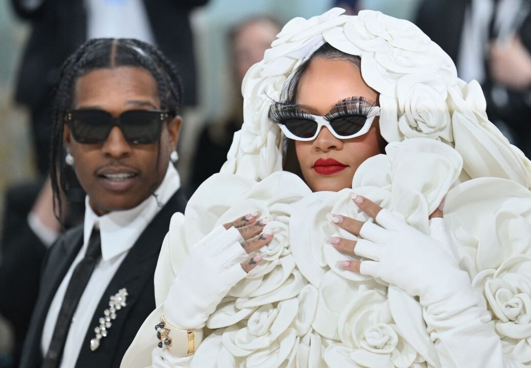 Rihanna Arrived at the 2023 Met Gala Wearing the Biggest White Flowers, Ever