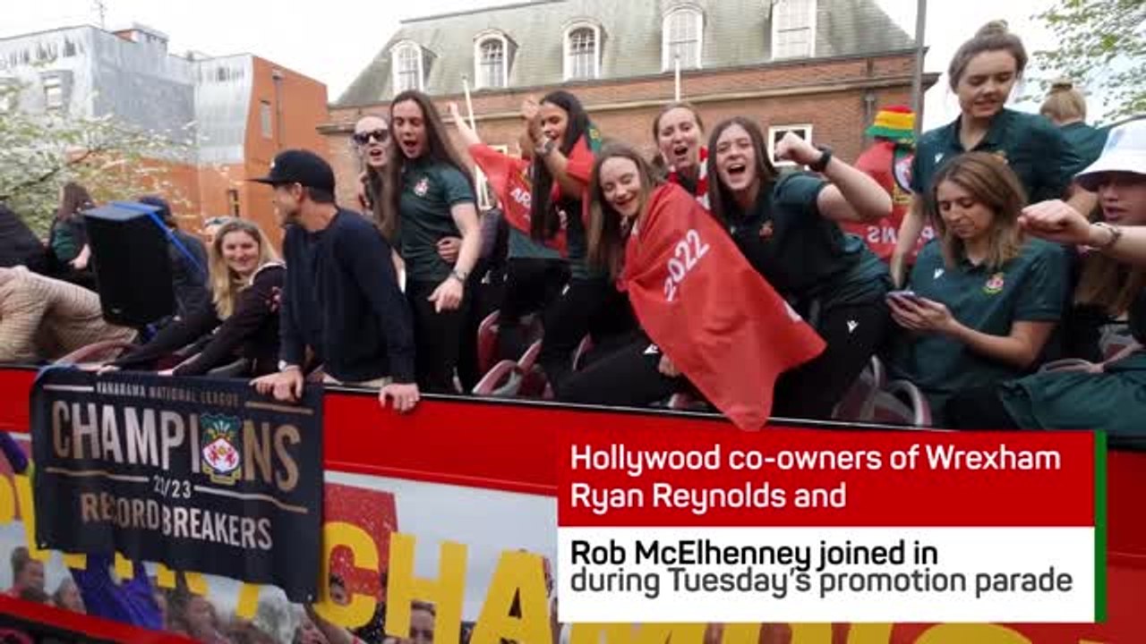 Co-owners Reynolds and McElhenney join Wrexham promotion parade