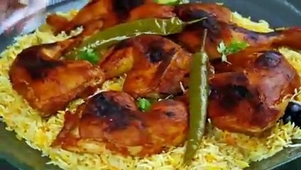 مندي دجاج بدون فرن -- ألذ وأسرع أرز مندي مدخن مع الدقوس(240P)