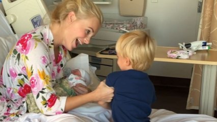 'When two forces met' -  Gentle boy's heart melts meeting newborn sister for the 1st time