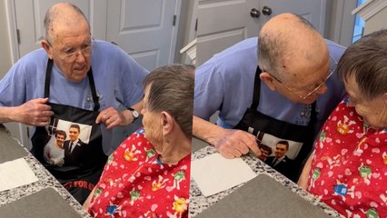 Lady Battling Alzheimer's Lights Up When She Realizes Wedding Photo On Husband's Apron Is Of Her | Happily TV