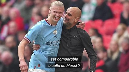 Man City - Guardiola : "Cela n'aide pas Haaland de le comparer à Messi"
