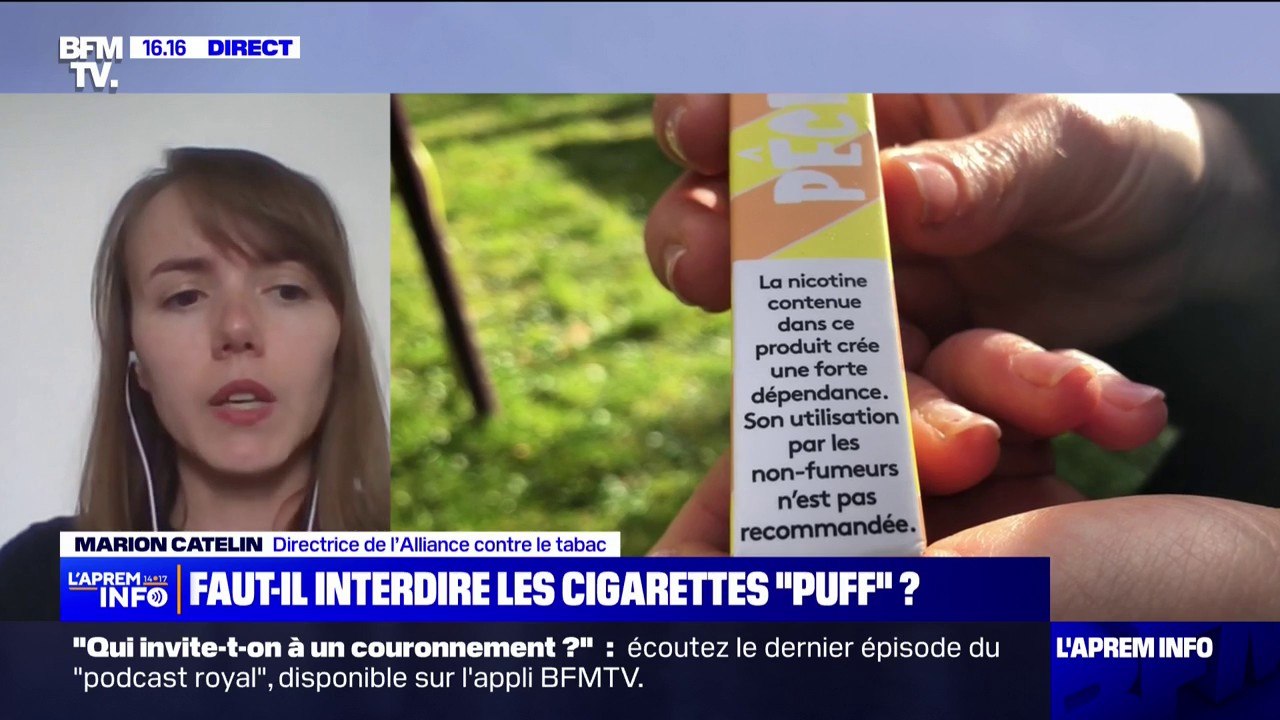Cigarettes électroniques "puff": "Un marketing complètement édulcoré (...) qui vise clairement le jeune consommateur" pour Marion Catelin (Alliance contre le tabac)