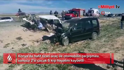 Konya’da hafif ticari araç ile otomobil çarpıştı: 5 ölü, 2 yaralı