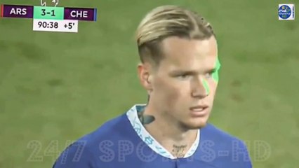 Arsenal fan arrested over ‘dangerous’ Mykhailo Mudryk laser incident as Chelsea star responds
