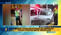 Mujer choca contra más de 7 autos.