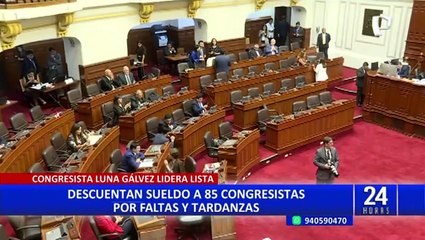 Скачать видео: Descuentan sueldo a 85 congresistas por tardanzas y faltas