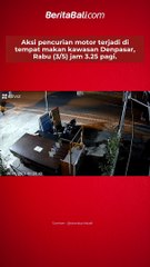 Aksi pencurian motor terjadi di tempat makan kawasan Denpasar, Rabu (3/5) jam 3.25 pagi. Pelaku beraksi seorang diri dan aksinya terekam dalam kamera cctv.