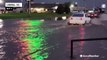 Sunset street flooding in Kansas