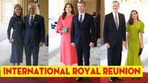 The royal family welcomes international royalty at a glittering reception at Buckingham Palace