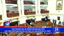 Patricia Chirinos alista moción para que bono congresal de casi 10 mil soles regrese al Estado