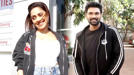 Sreenivas Bellamkonda & Nushrratt Bharuccha At Promotions Of "Chatrapathi"