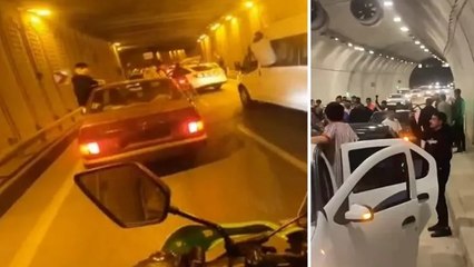 İstanbul'da asker eğlencesinde tüneli trafiğe kapadılar