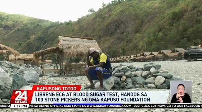 Libreng ECG at blood sugar test, handog sa 100 stone pickers ng GMA Kapuso Foundation | 24 Oras