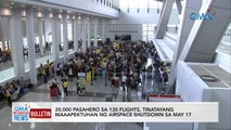20,000 pasahero sa 130 flights, tinatayang maaapektuhan ng airspace shutdown sa May 17 | GMA Integrated News Bulletin