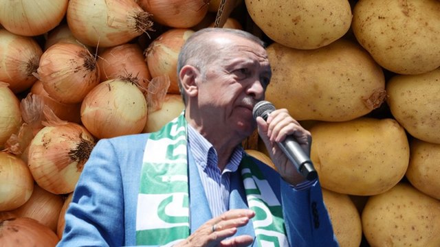 Erdoğan, patates ve soğanla oy istedi