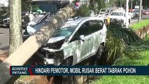 Diduga Hindari Pemotor, Minibus Tabrak Pohon Besar di Bekasi hingga Alami Kerusakan Parah!