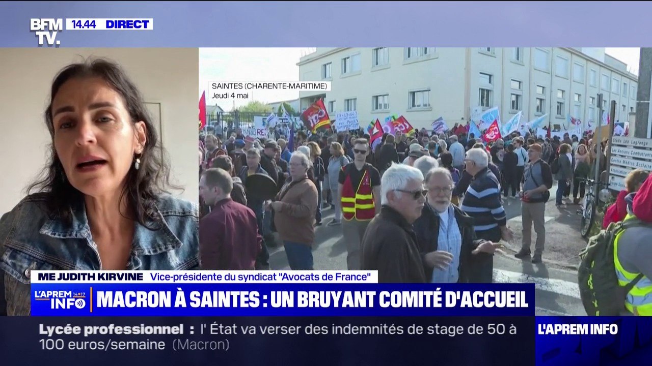 Emmanuel Macron à Saintes: "L'interdiction de manifester, ça doit être l'exception" affirme Me Judith Kirvine (Avocats de France)