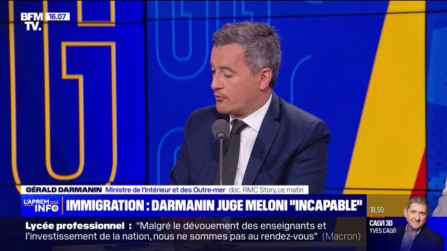 Gérald Darmanin juge Giorgia Meloni incapable de régler les problèmes migratoires pour lesquels elle a été élue