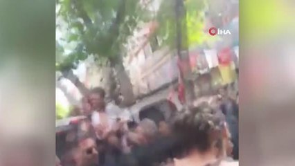 Bağımsız milletvekili adayının seçim çalışmaları sırasında gergin anlar kamerada