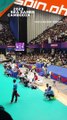 National olympic stadium is packed for Cambodia mens volleyball match vs Philippines 