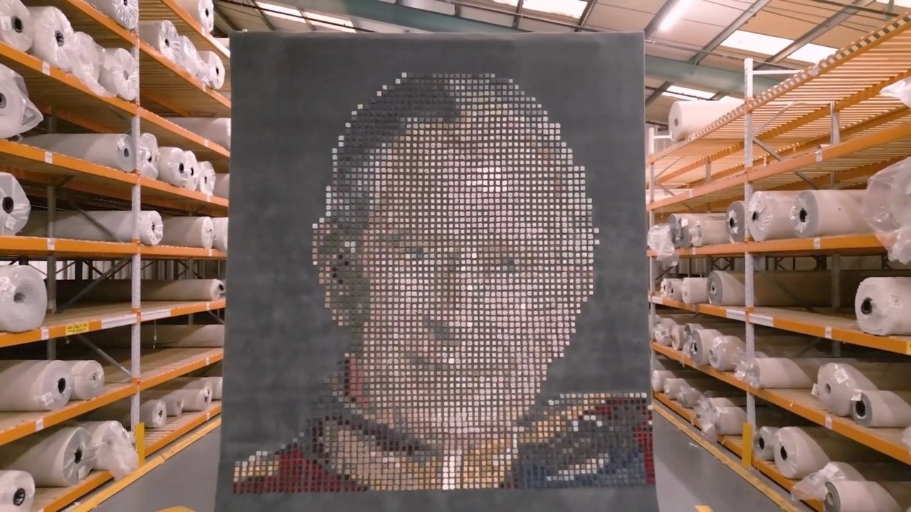 Take a Look at This Giant Mosaic of King Charles Made Out of 3,000 Carpet Squares
