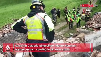 İtalya’daki selde nehir üzerindeki viyadük çöktü