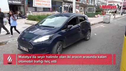 Malatya'da ilginç kaza! Bölgede trafik durdu ekipler yetişti