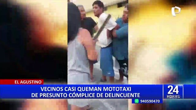 El Agustino: vecinos intentan quemar mototaxi de delincuentes