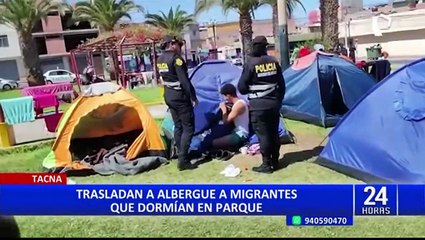 Tacna: trasladan a albergue a migrantes que dormían en plaza Miguel Grau