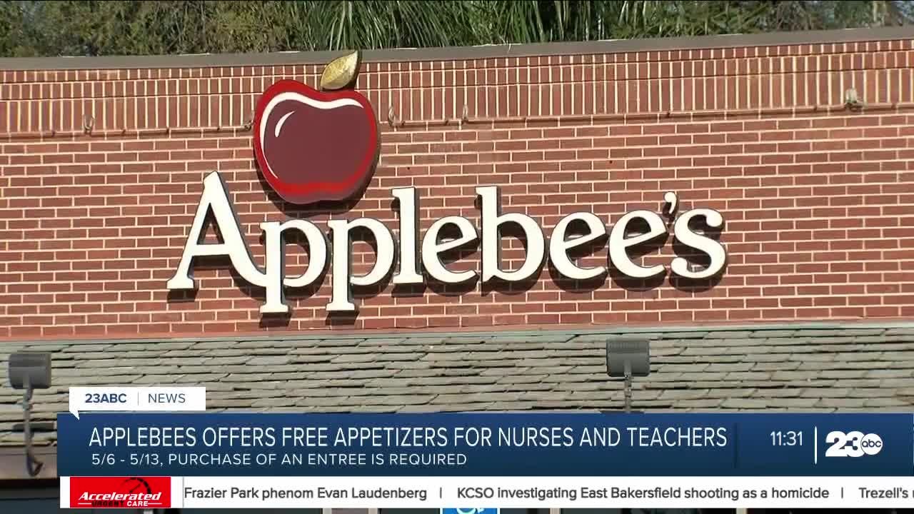 Applebees offers free appetizers for nurses and teachers video