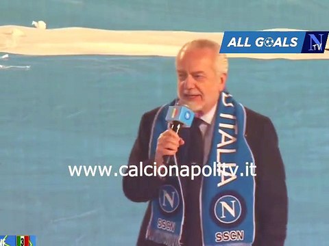 Napoli campione d'Italia 4/5/23 Aurelio De Laurentiis ringrazia il pubblico del Maradona