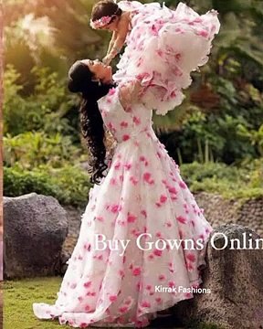 Mother and Daughter Duo_Combination Frocks #babymomfrocks #gowns #motheranddaughterduo KF