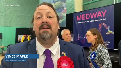 Medway Labour leader Vince Maple reacts to win