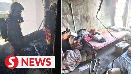 Flat on fire in Penang