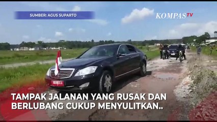 Saat Mobil Jokowi Terlihat Menyangkut Kala Tinjau Jalan Rusak di Lampung